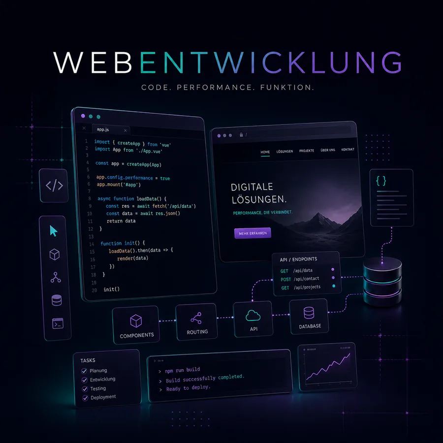 Webentwicklung von DOSIGNY — Code-Editor, API-Endpunkte und Datenbank-Architektur