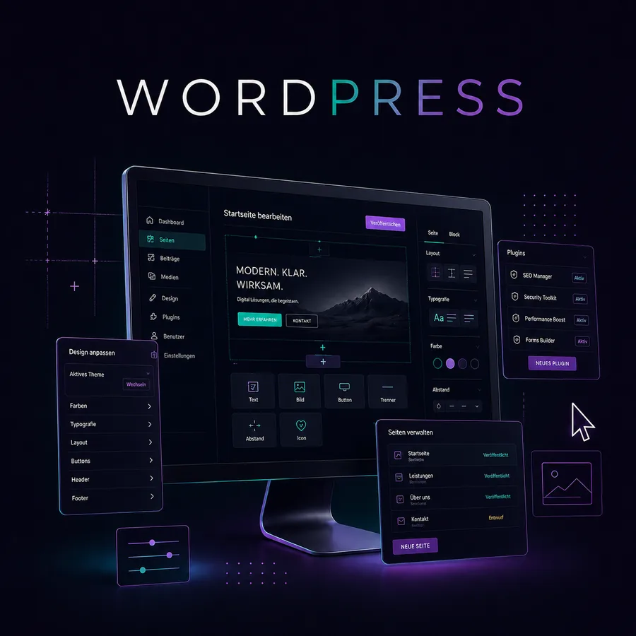 WordPress-Entwicklung von DOSIGNY — Backend mit Seiten, Plugins und Design-Einstellungen