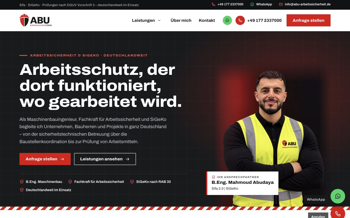 ABU Arbeitssicherheit: PHP-Website mit kompaktem SEO-Backend