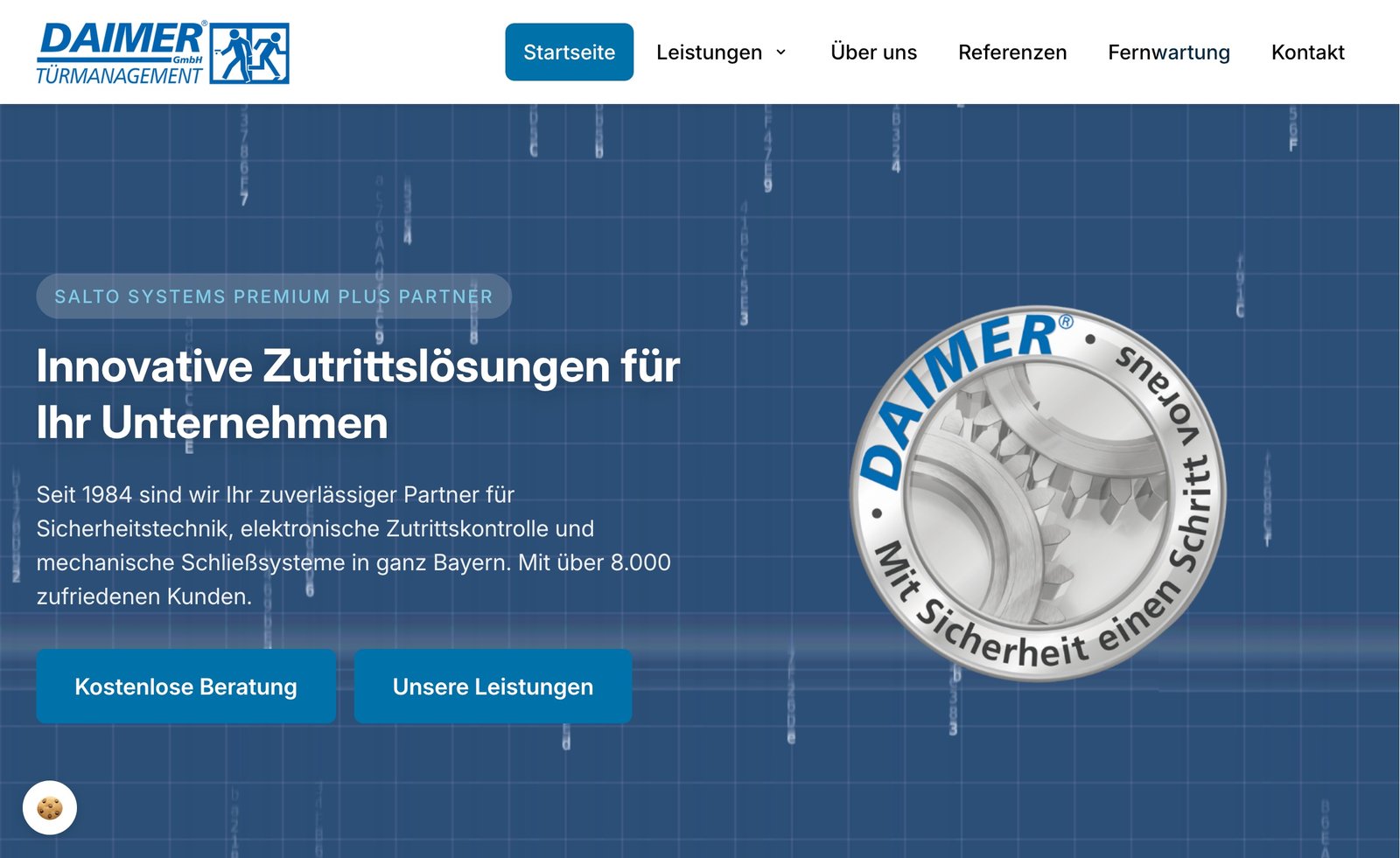 Projekt Daimer GmbH — WordPress mit eigenem Theme und maßgeschneidertem Editor für die Zutrittskontroll-Spezialisten aus Ismaning