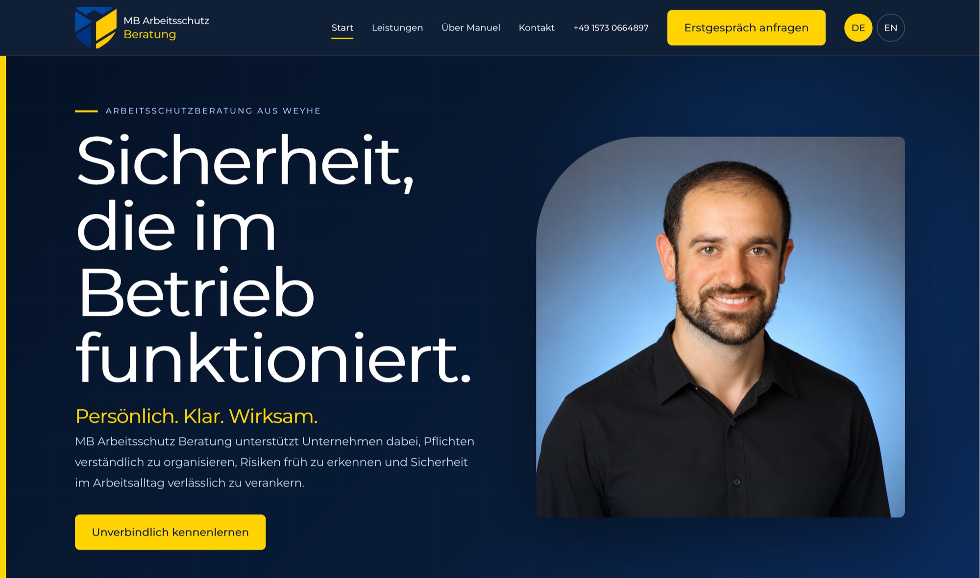 Projekt MB Arbeitsschutz Beratung — Moderne PHP-Website mit eigenem Backend